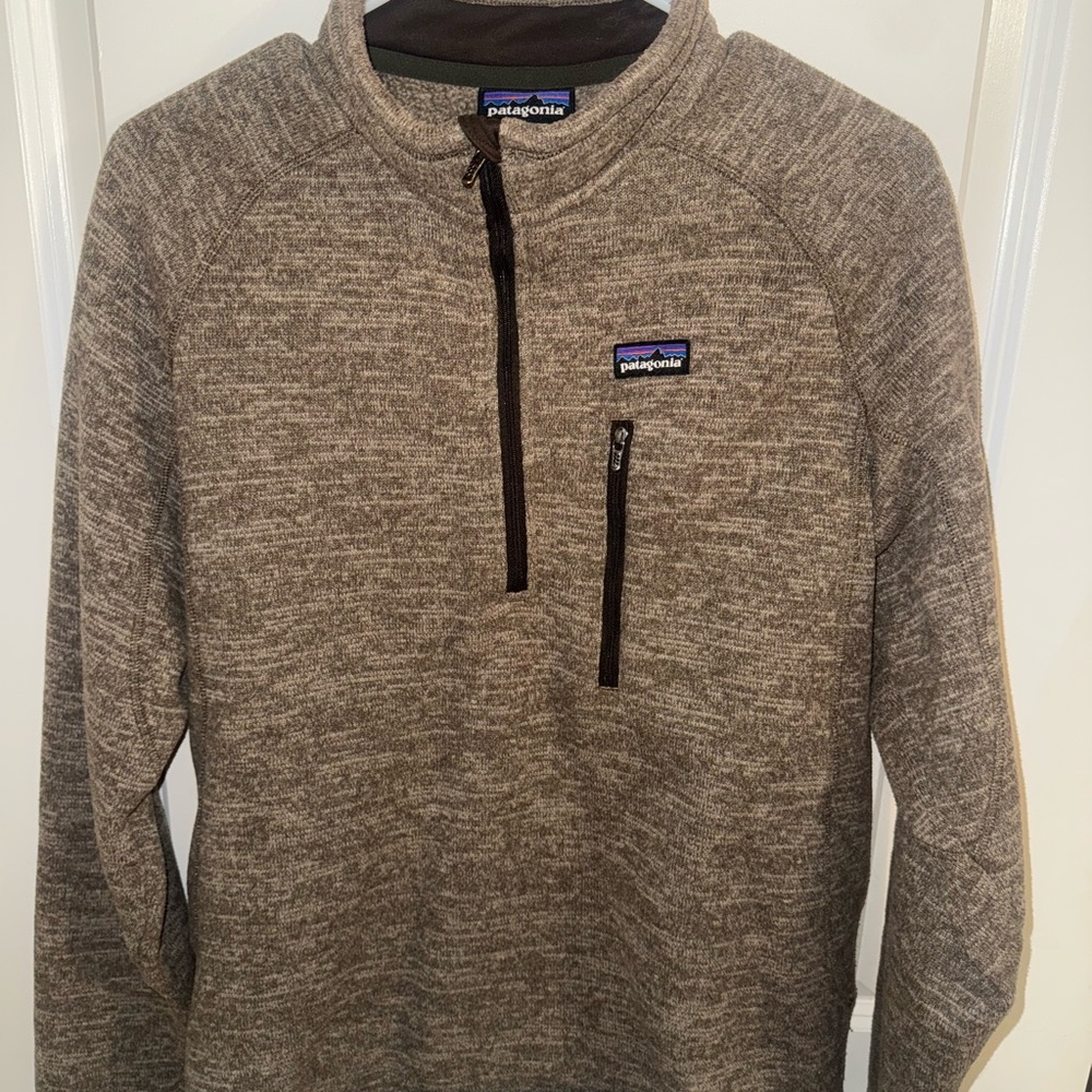 Patagonia Tan Fleece Pullover with Zippered Pocket